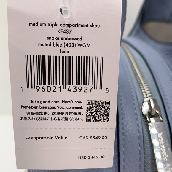 Leila Snake Embossed Medium Triple
Compartment Shoulder Bag Muted Blue
Multi - Picture 15 of 15